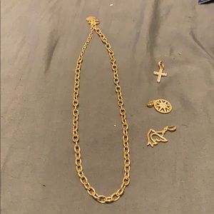 Gold necklace and pendants